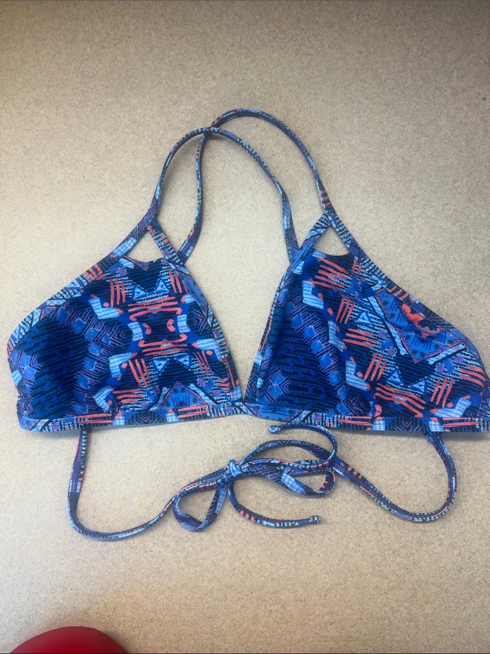 Jolyn “Finn” Triangle Top with cut-outs at top of Triangles, 2XL, Blue & Orange